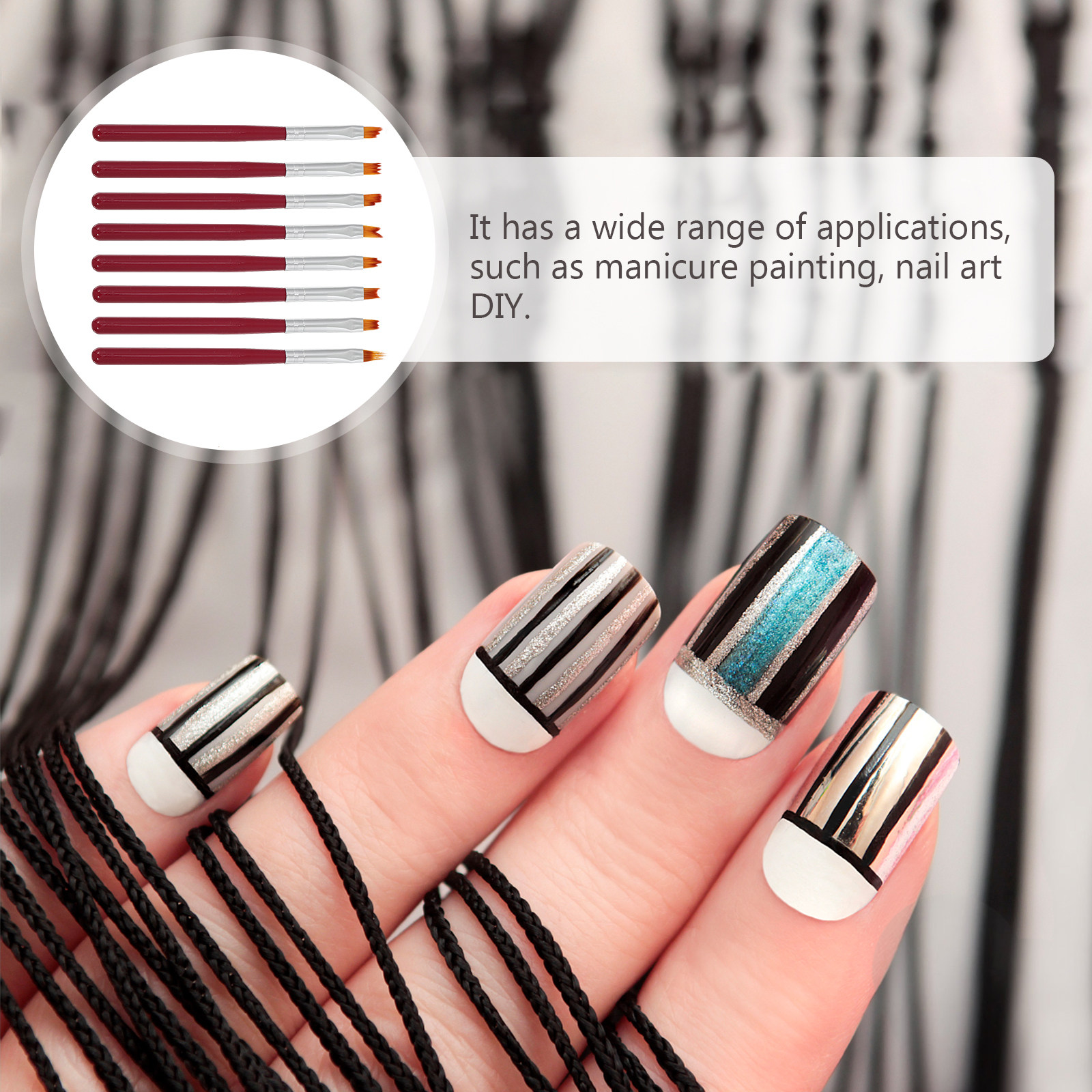 Zestaw 8 pędzli do zdobienia p – Brush Bristle Set recenzja i cena
